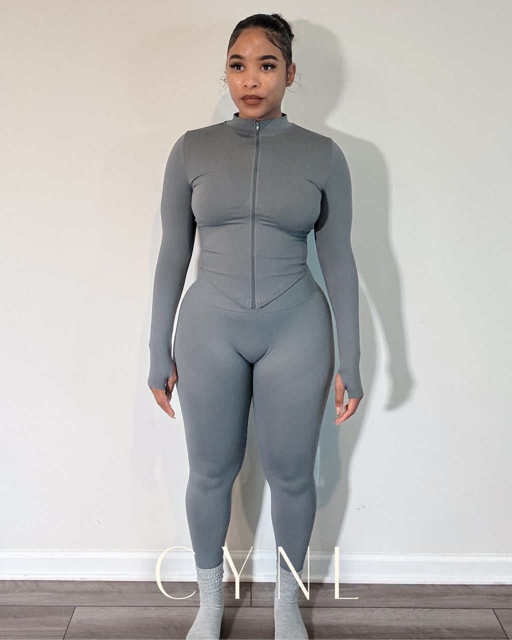 THE STORI DELUX SET 3PC SET-**WITH SHORTS**  (JACKET + CROPPED TANK + HIGH WAISTED LEGGING)