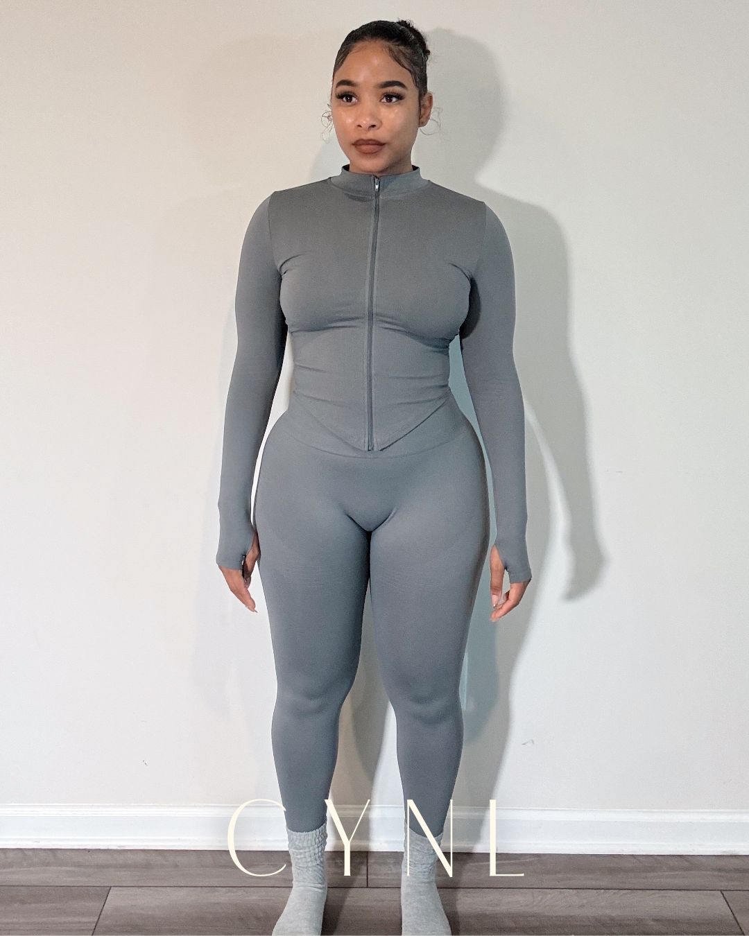 THE STORI DELUX SET 3PC SET-**WITH SHORTS**  (JACKET + CROPPED TANK + HIGH WAISTED LEGGING)