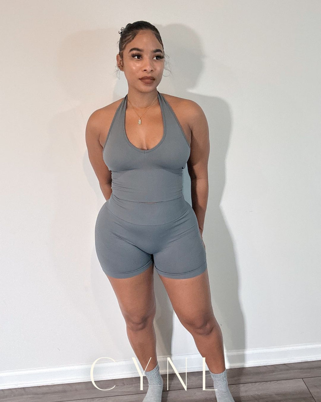 THE STORI DELUX SET 3PC SET-**WITH SHORTS**  (JACKET + CROPPED TANK + HIGH WAISTED SPORTS SHORTS) (Copy)