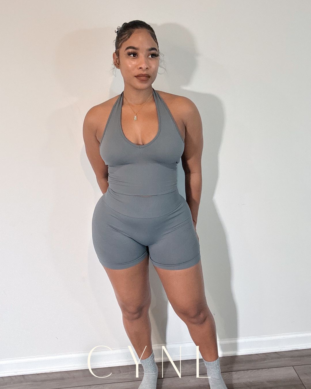 THE STORI DELUX SET 3PC SET-**WITH SHORTS**  (JACKET + CROPPED TANK + HIGH WAISTED SPORTS SHORTS) (Copy)
