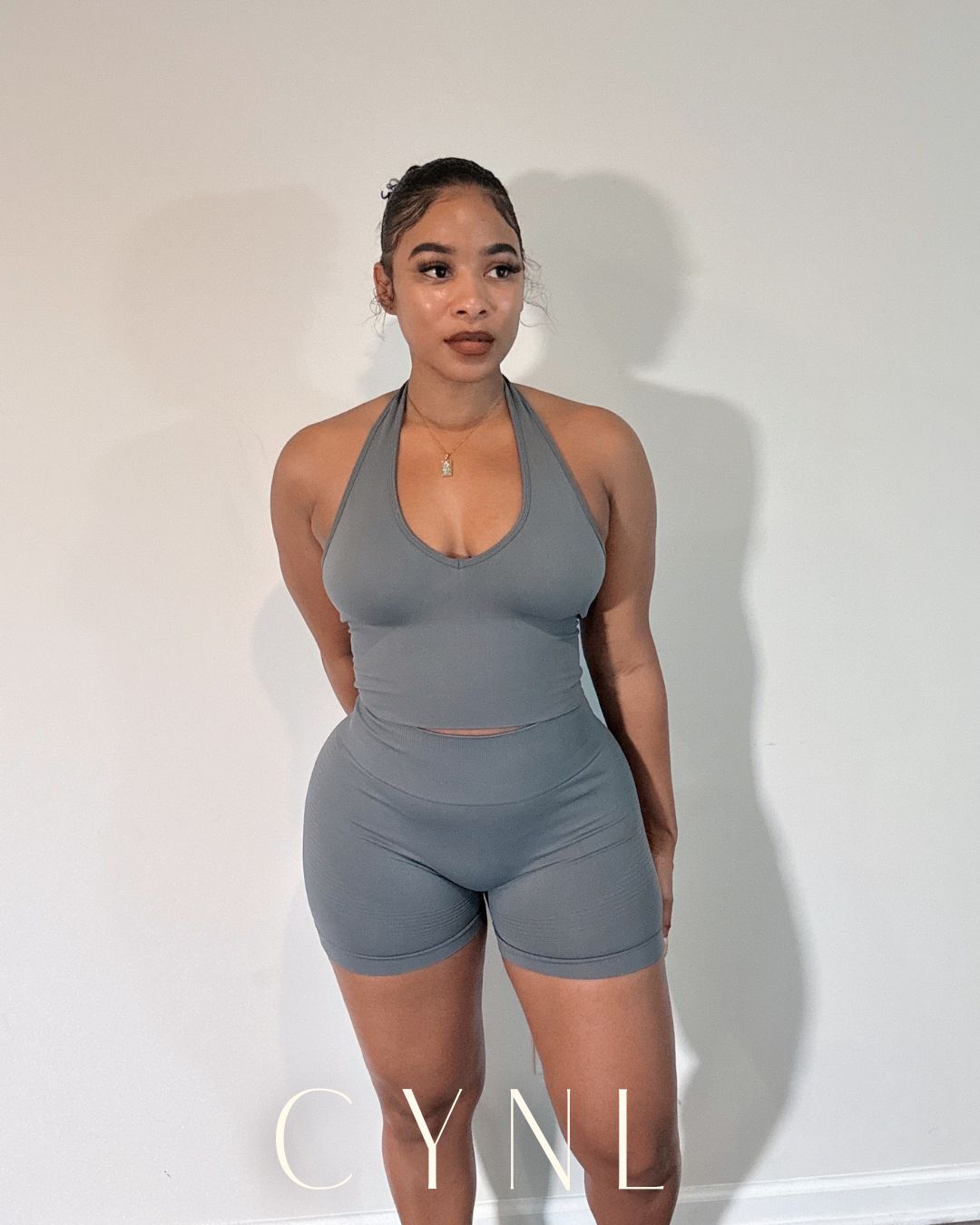 THE STORI DELUX SET 3PC SET-**WITH SHORTS**  (JACKET + CROPPED TANK + HIGH WAISTED SPORTS SHORTS) (Copy)