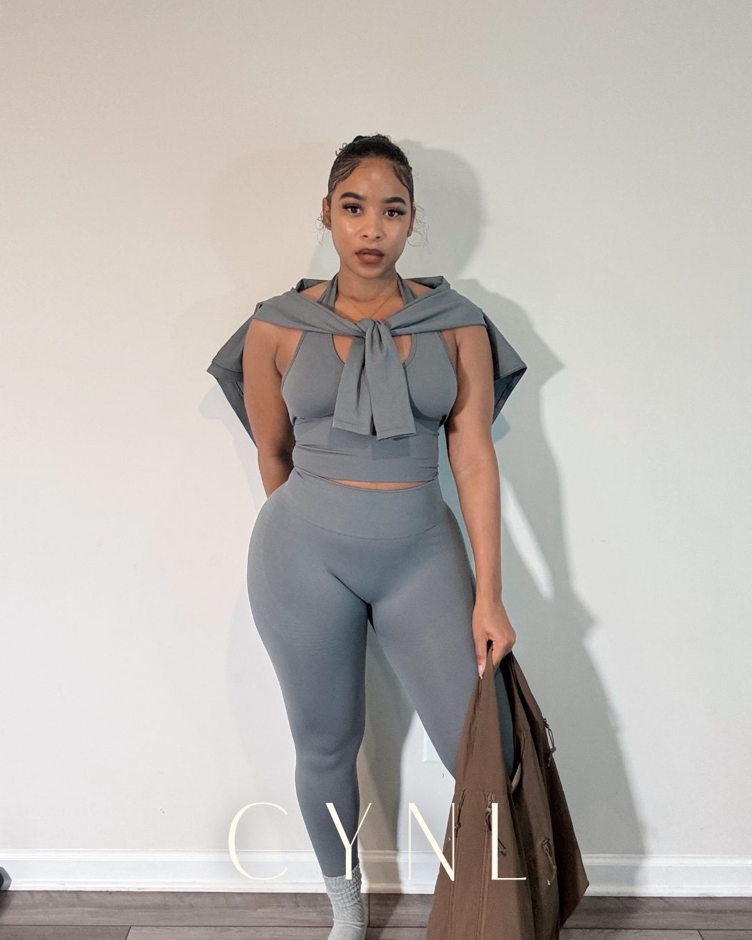 THE STORI DELUX SET 3PC SET-**WITH SHORTS**  (JACKET + CROPPED TANK + HIGH WAISTED LEGGING)