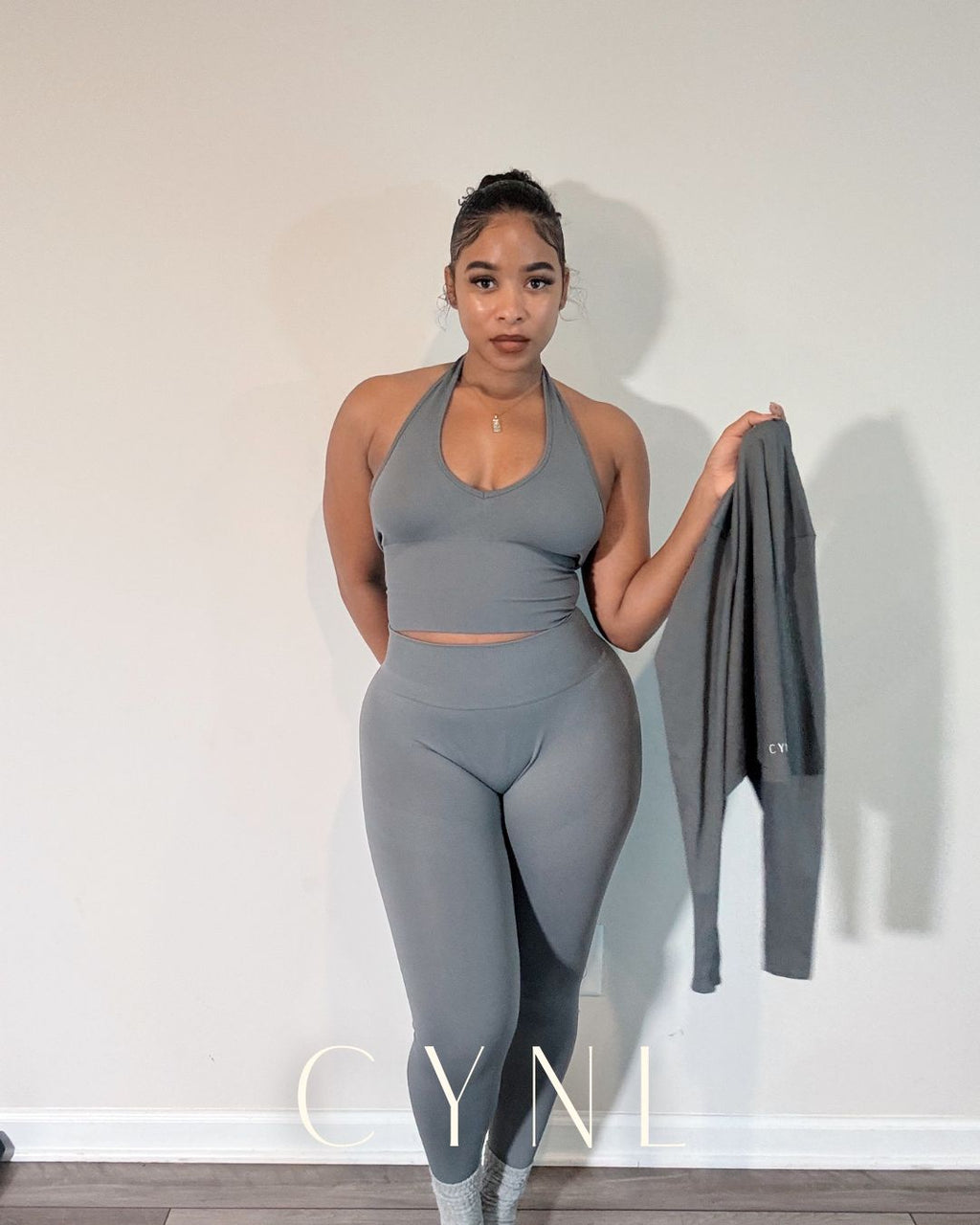 THE STORI DELUX SET 3PC SET-**WITH SHORTS**  (JACKET + CROPPED TANK + HIGH WAISTED LEGGING)